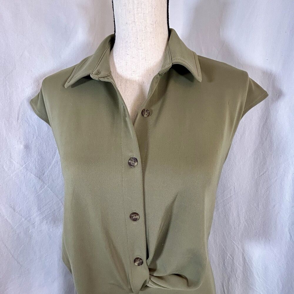 Banana Republic Olive Green Cap Sleeve Shirt Dress - Picture 3 of 15